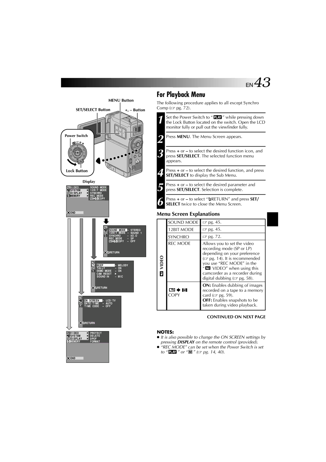 Technicolor - Thomson HP 270 user manual For Playback Menu 