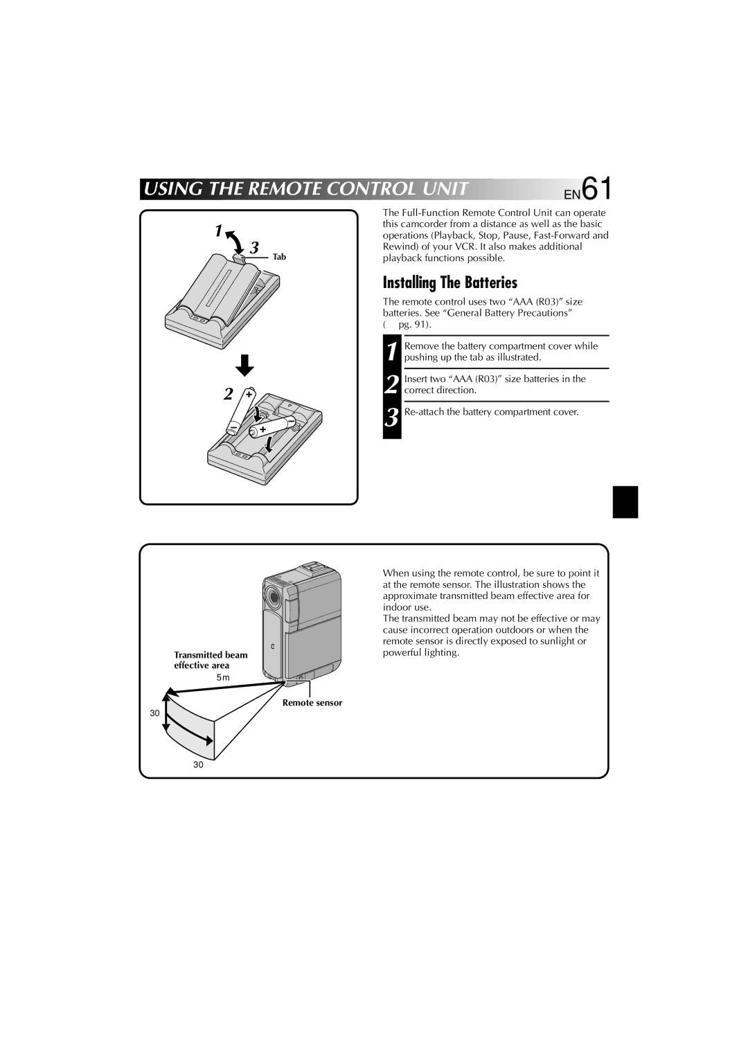 Technicolor - Thomson HP 270 user manual Using the Remote Control Unit, Installing The Batteries, Remote sensor 