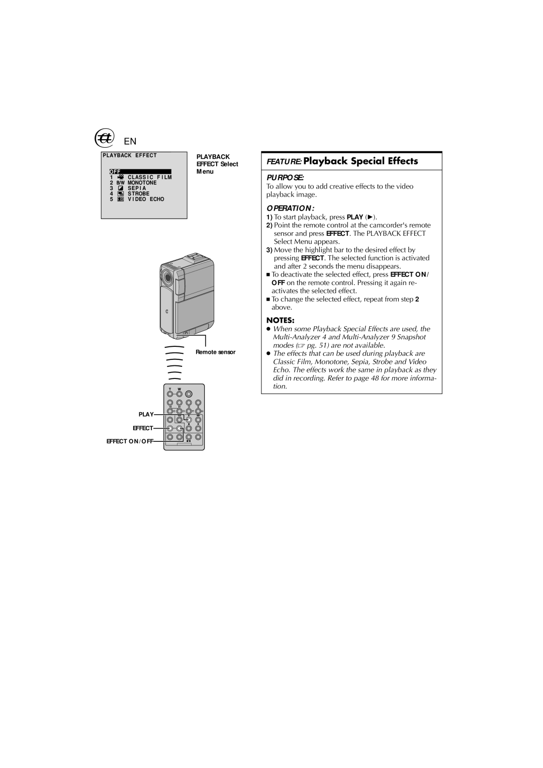 Technicolor - Thomson HP 270 user manual 64 EN, Feature Playback Special Effects, Menu 