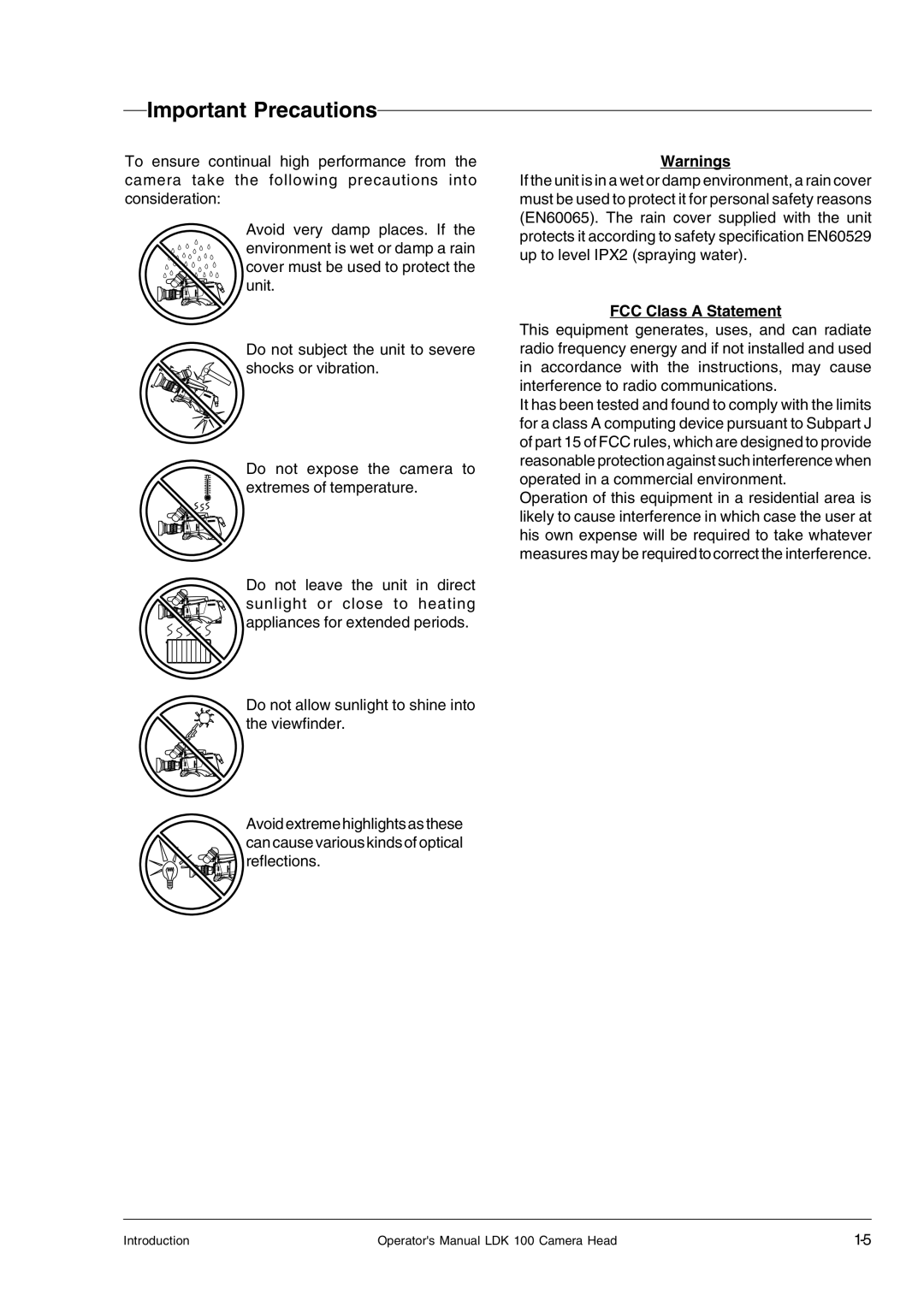 Technicolor - Thomson LDK 100 manual Important Precautions, FCC Class a Statement 