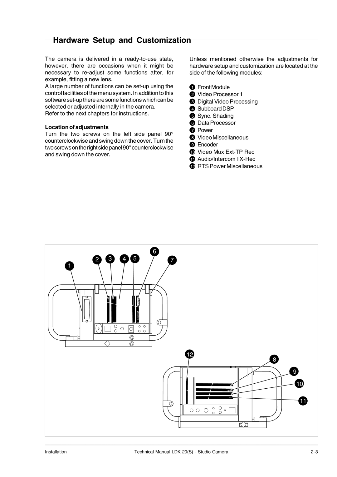 Technicolor - Thomson LDK 20(S) technical manual Hardware Setup and Customization, Location of adjustments 