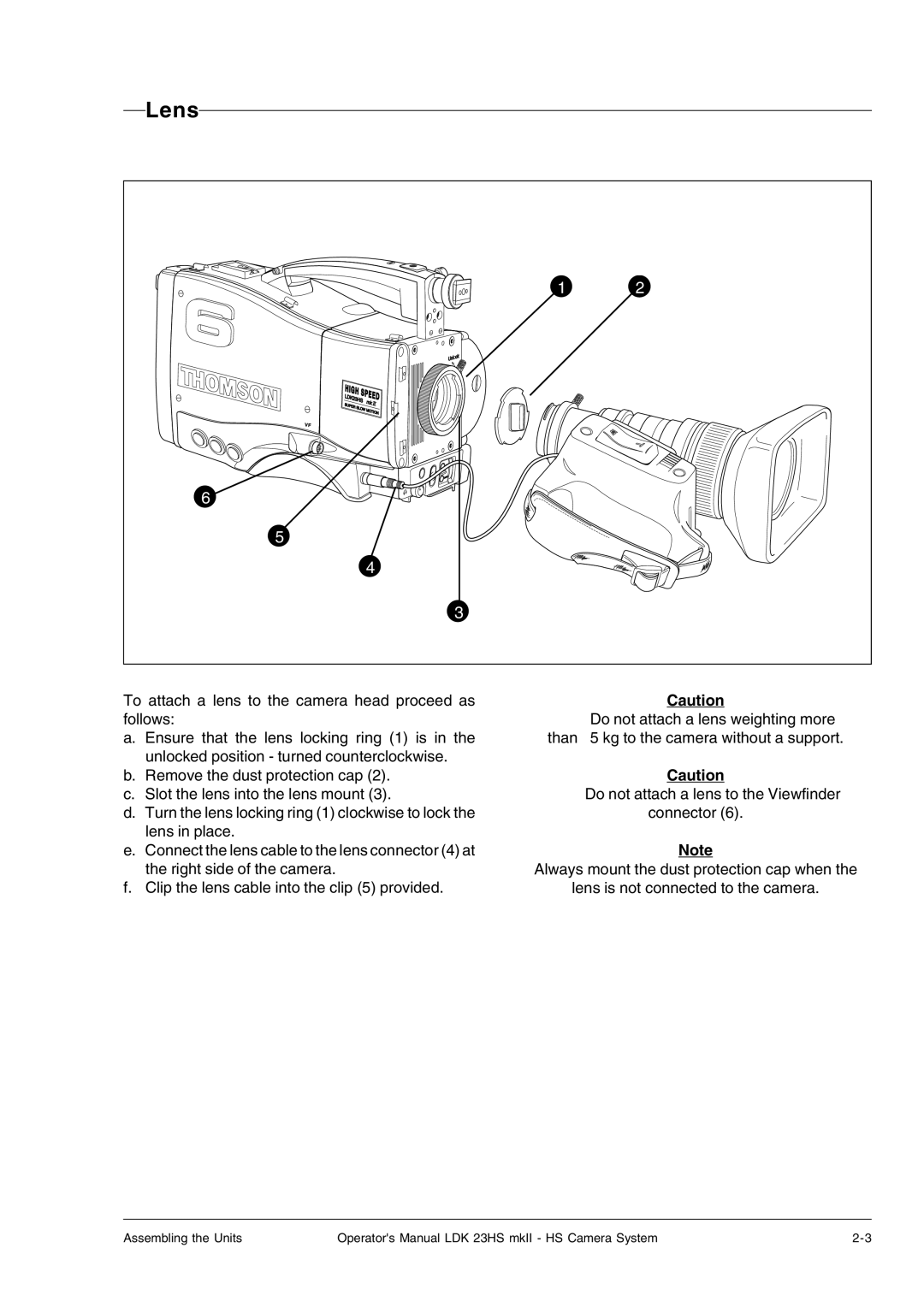 Technicolor - Thomson LDK 23HS, LDK 23HS MKII, mkiiLDK 23hs manual Lens 