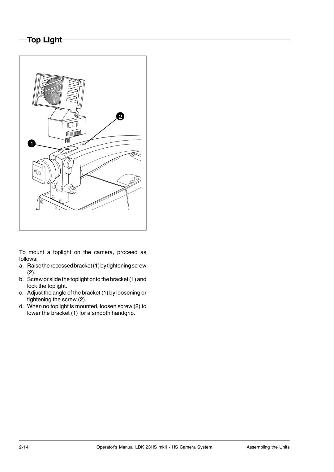 Technicolor - Thomson mkiiLDK 23hs, LDK 23HS, LDK 23HS MKII manual Top Light 