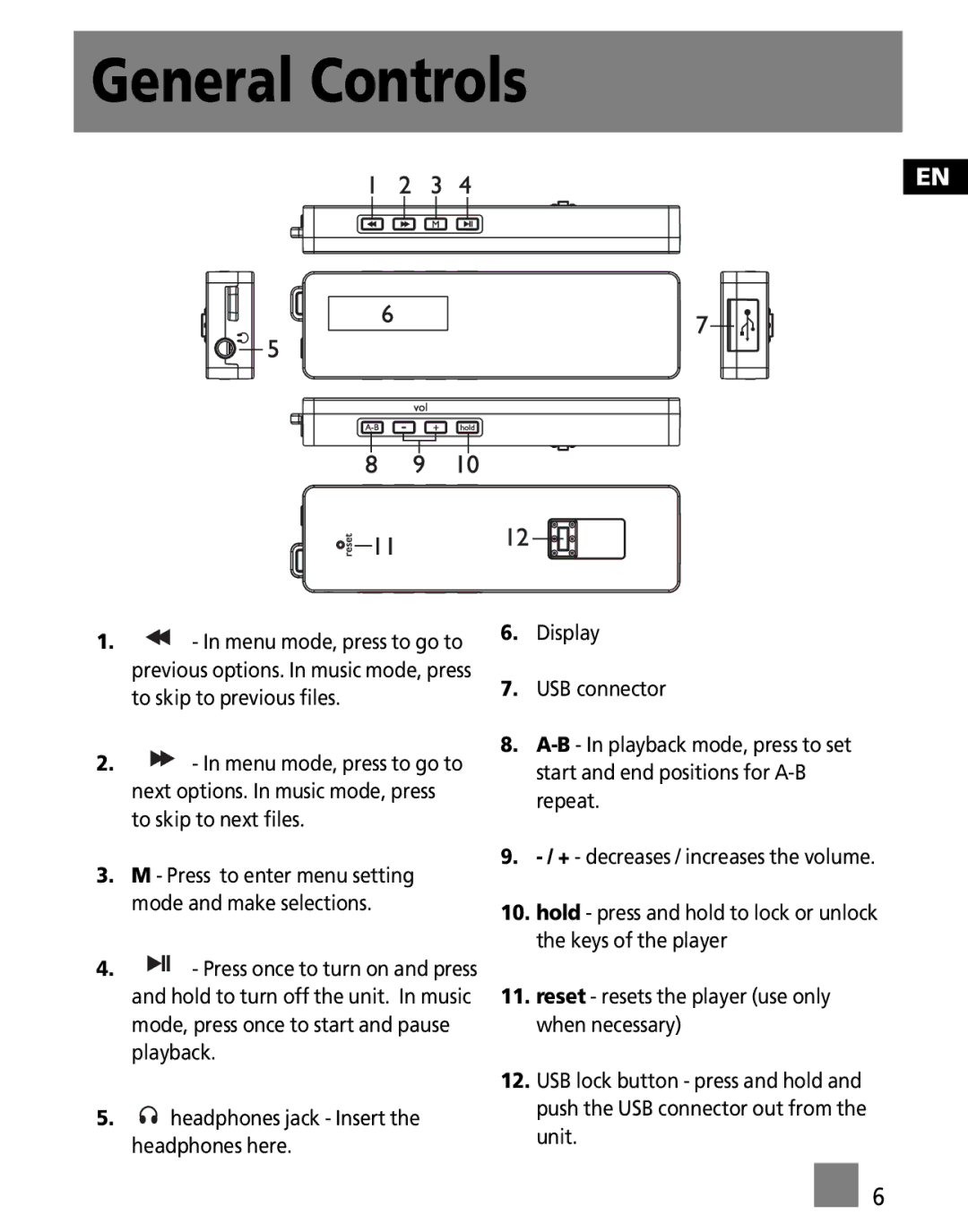 Technicolor - Thomson M100EG1K, M100E512K, M100E256K user manual General Controls 