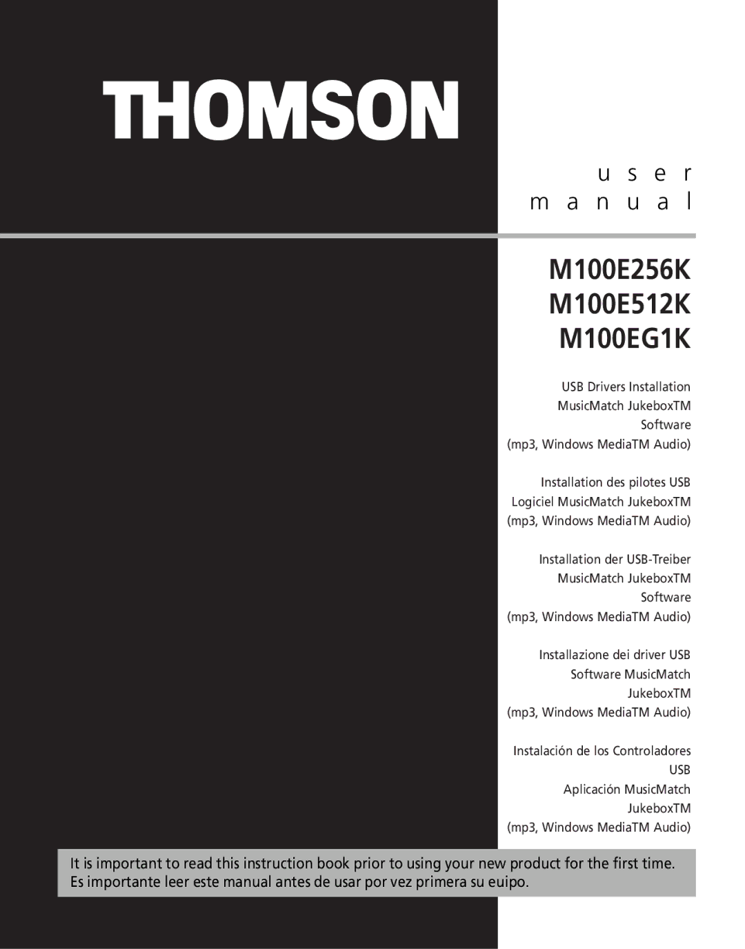 Technicolor - Thomson user manual M100E256K M100E512K M100EG1K 