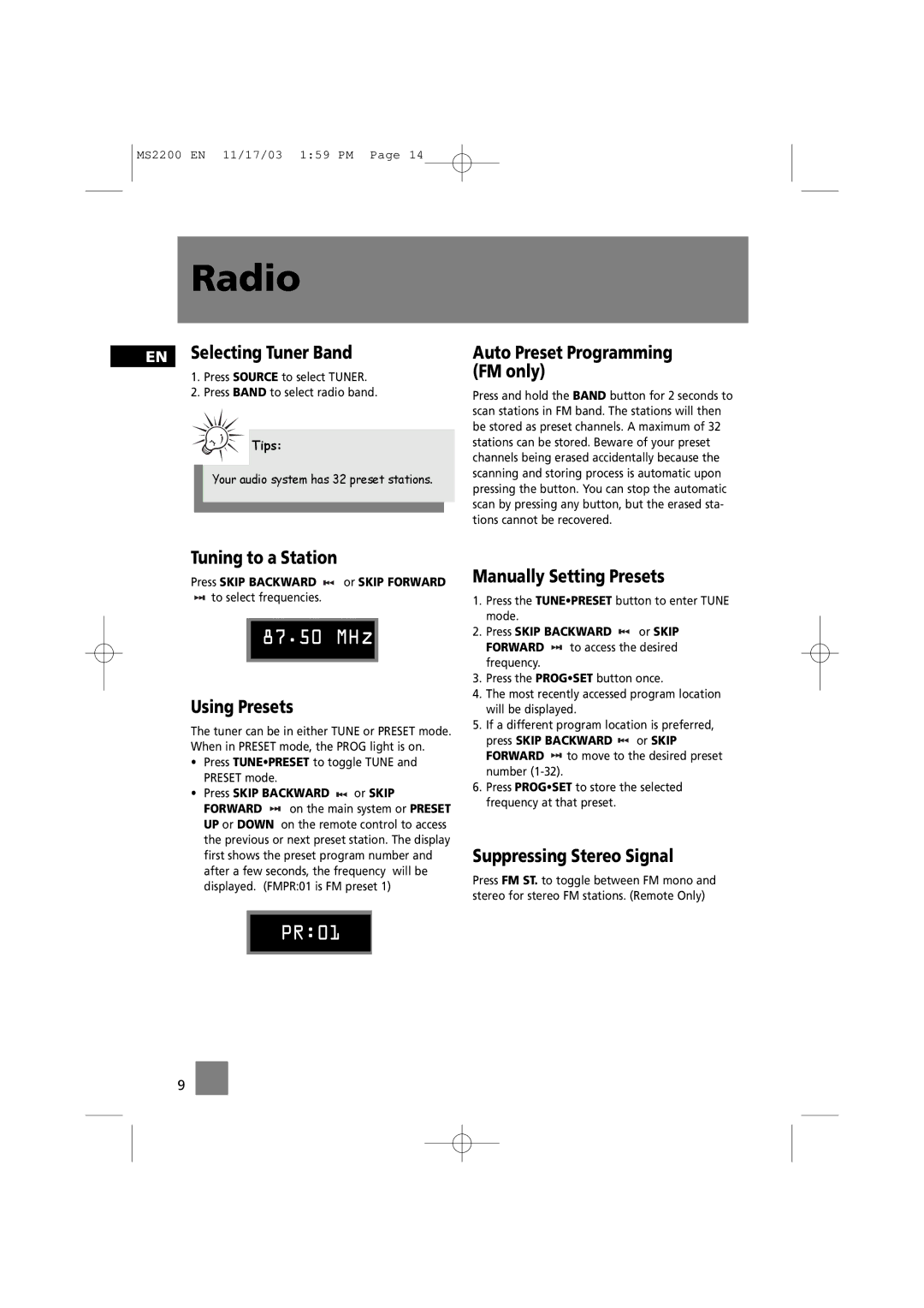 Technicolor - Thomson MS2200 manual Radio 