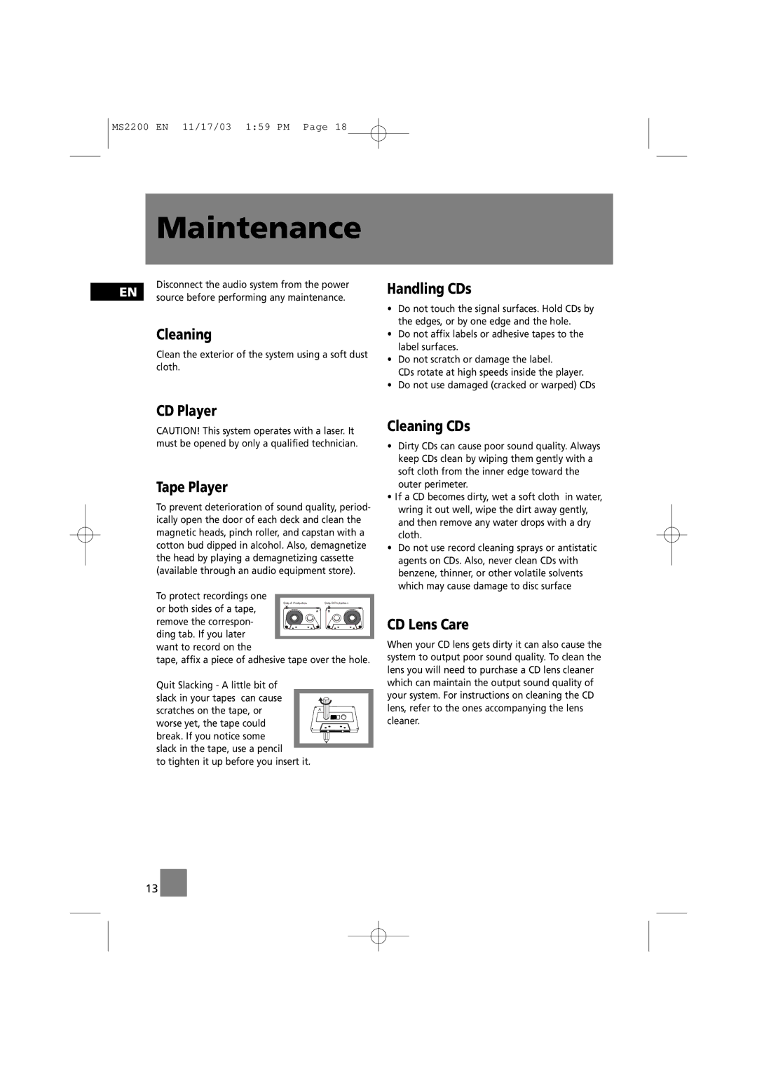 Technicolor - Thomson MS2200 manual Maintenance 