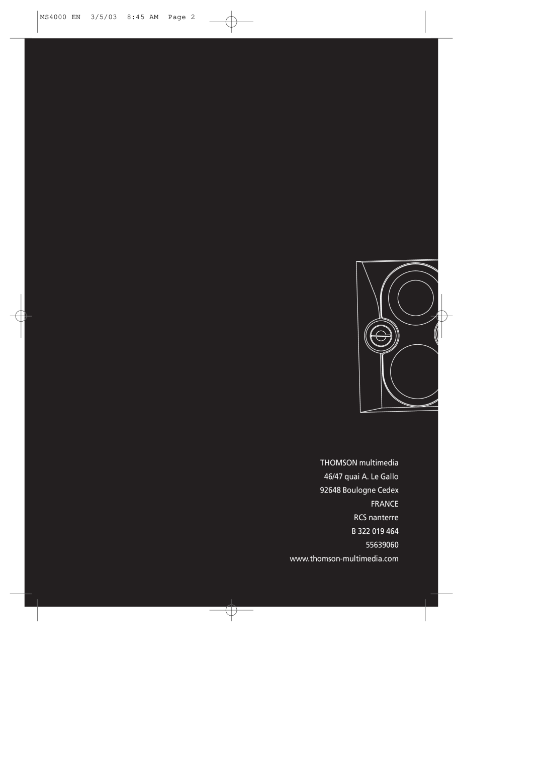Technicolor - Thomson manual MS4000 EN 3/5/03 8 45 AM Page, FRANCE RCS nanterre B 