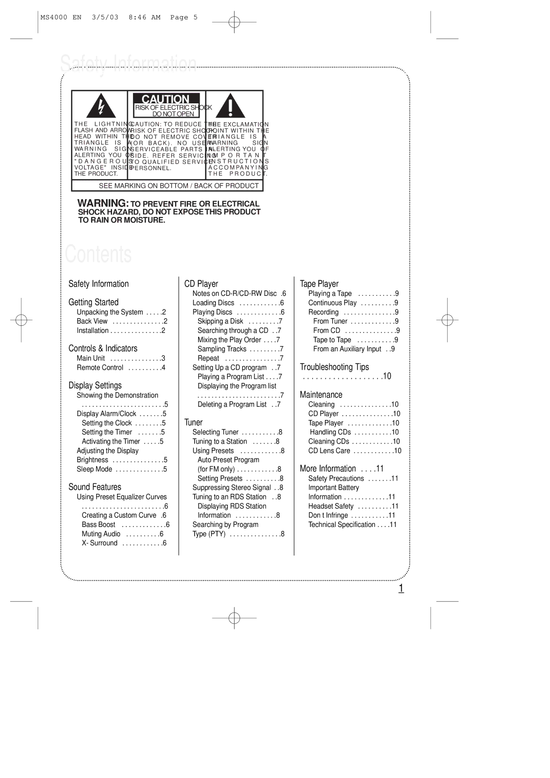 Technicolor - Thomson MS4000 manual Contents 