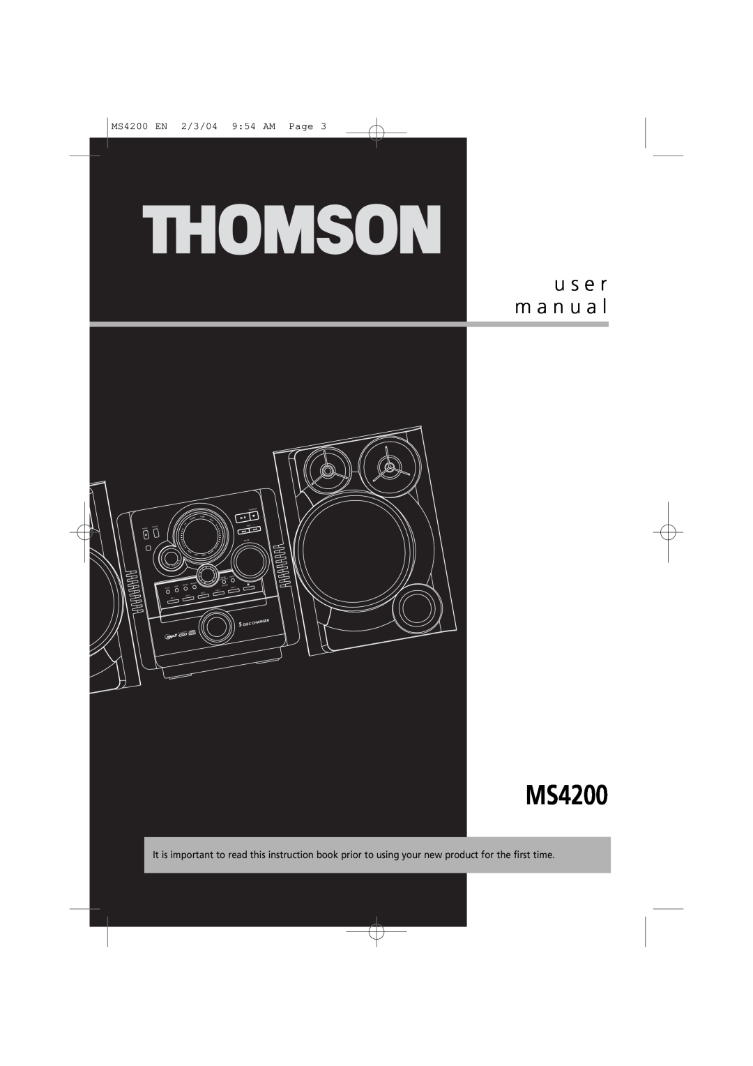 Technicolor - Thomson u s e r m a n u a l, MS4200 EN 2/3/04 9 54 AM Page, 5DISC, Changer, Tune/Prese, Uner, Tape, Jazz 