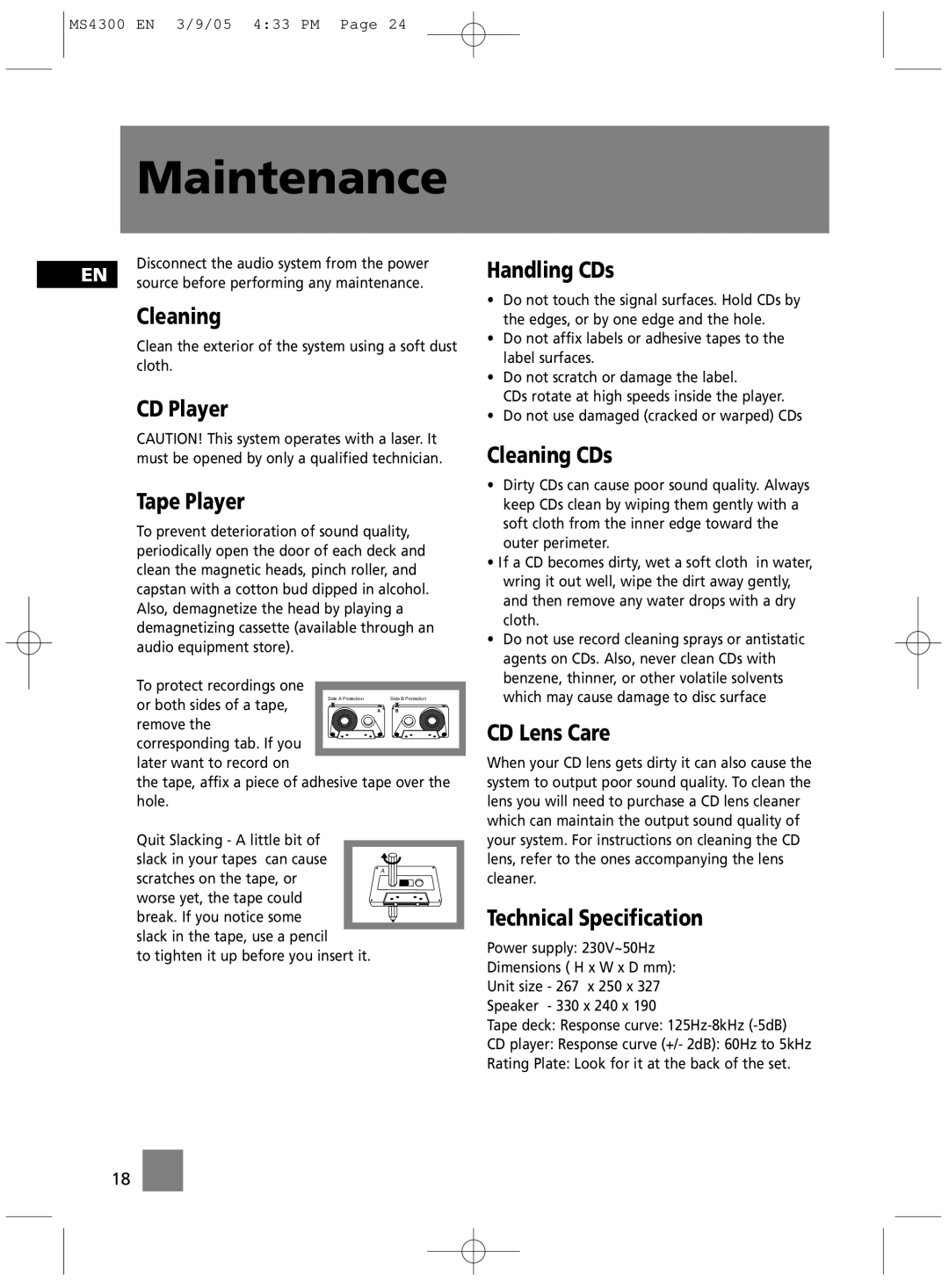 Technicolor - Thomson MS4300 manual Maintenance 