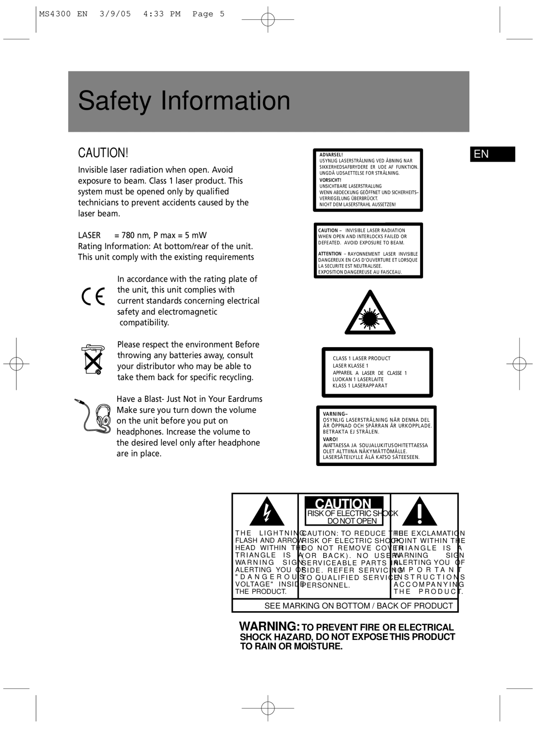 Technicolor - Thomson MS4300 manual See Marking on Bottom / Back of Product 