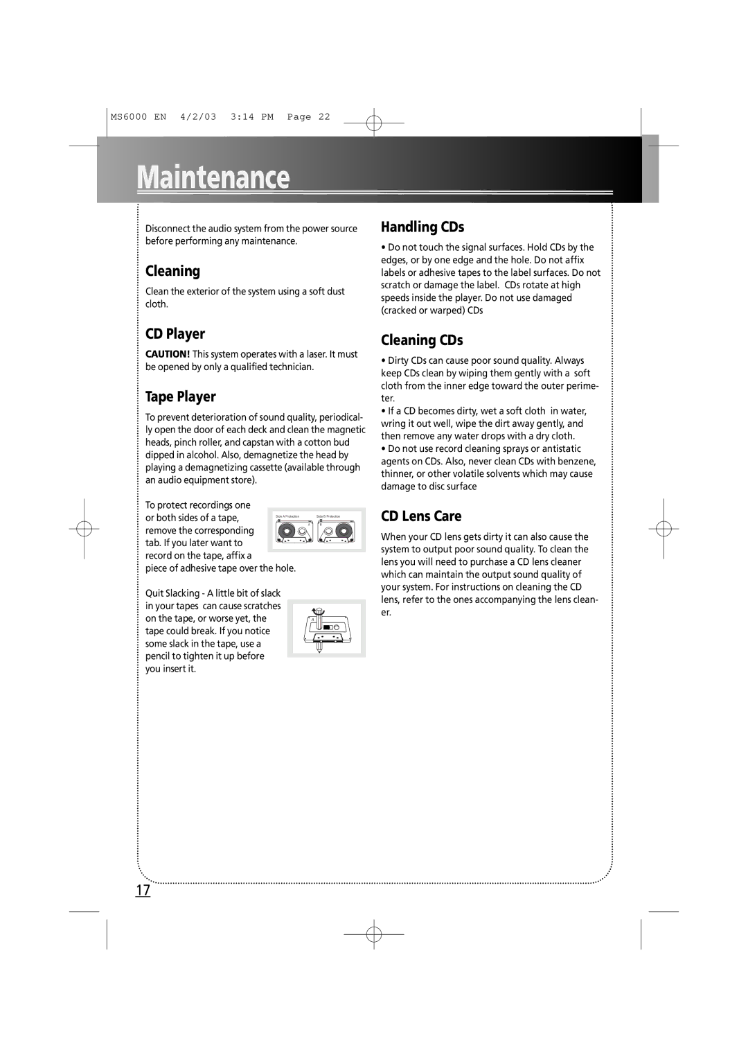 Technicolor - Thomson MS6000 manual Maintenance 