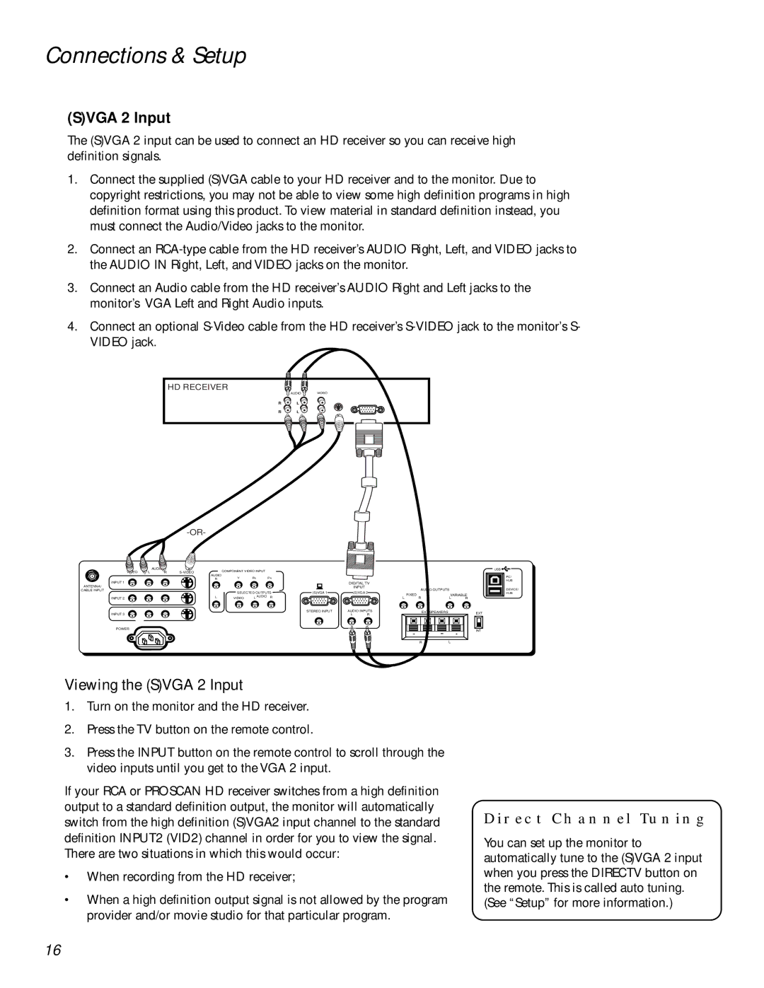 Technicolor - Thomson MULTIMEDIA MONITOR user manual Svga 2 Input, HD Receiver 