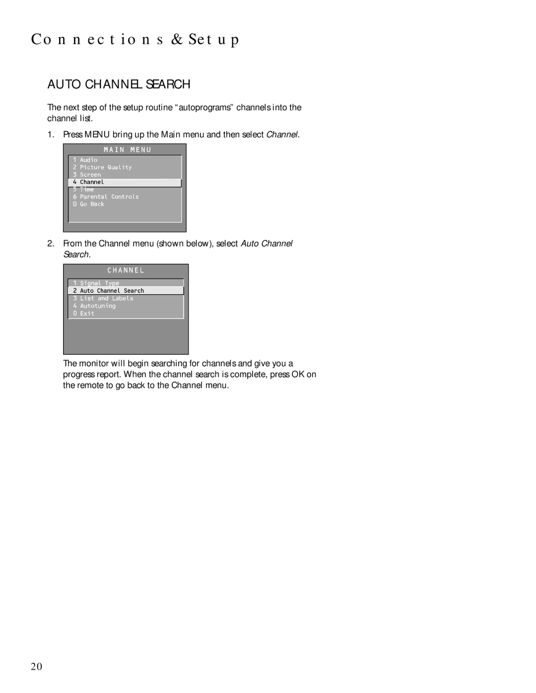 Technicolor - Thomson MULTIMEDIA MONITOR user manual Auto Channel Search 