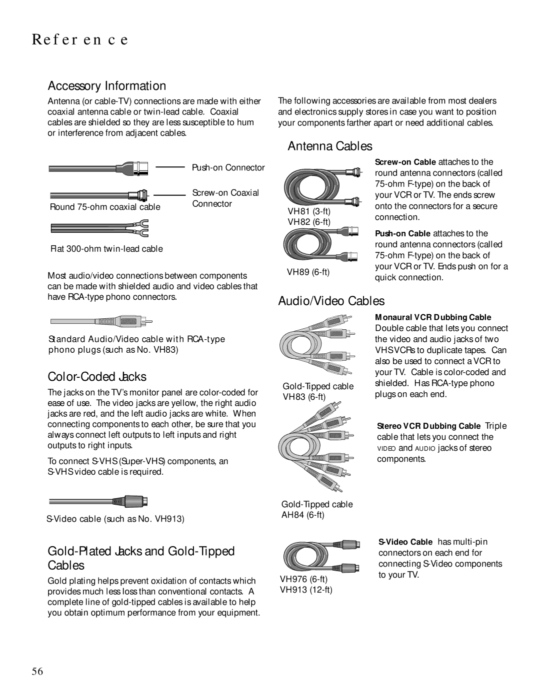 Technicolor - Thomson MULTIMEDIA MONITOR Accessory Information, Antenna Cables, Audio/Video Cables, Color-Coded Jacks 