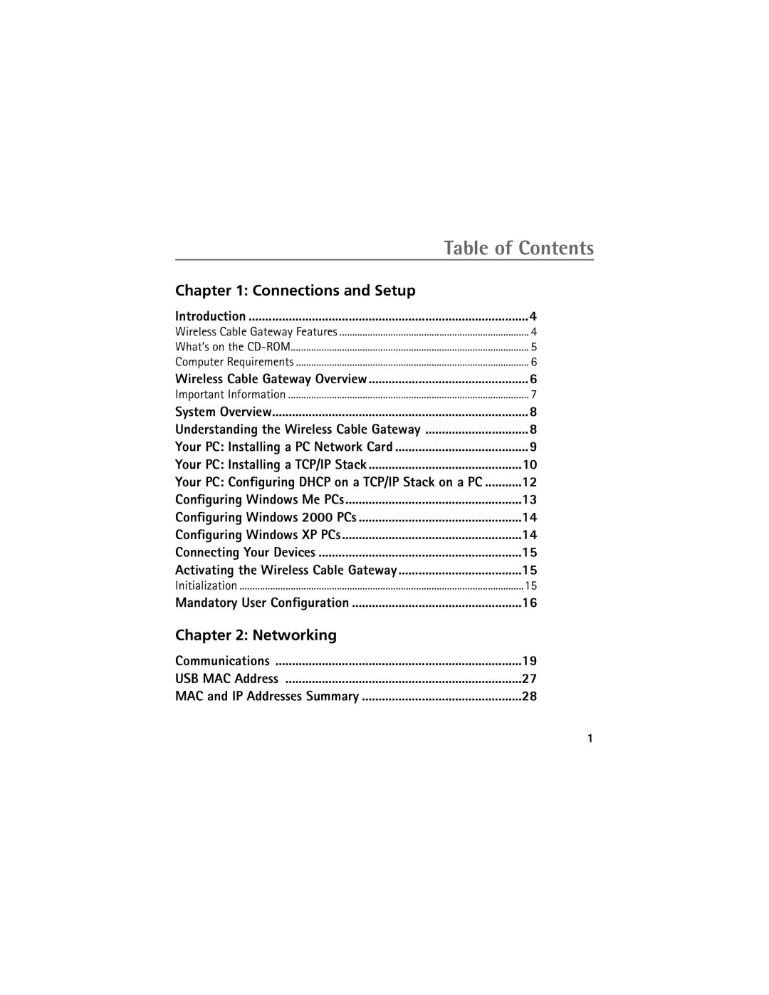 Technicolor - Thomson Network Router manual Table of Contents 