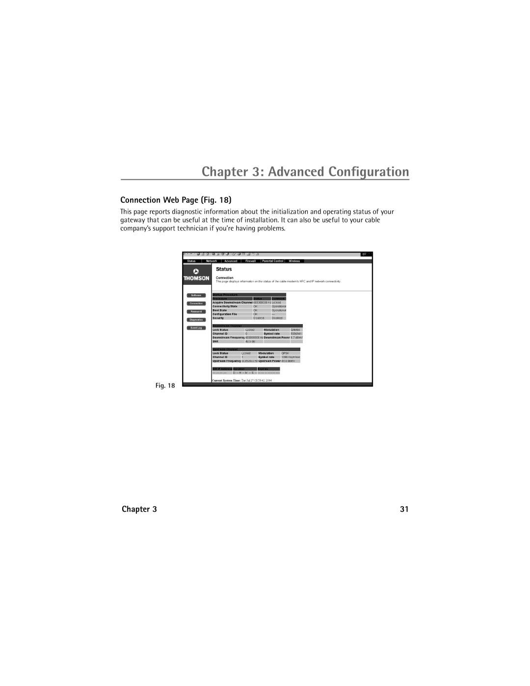 Technicolor - Thomson Network Router manual Connection Web Page Fig 