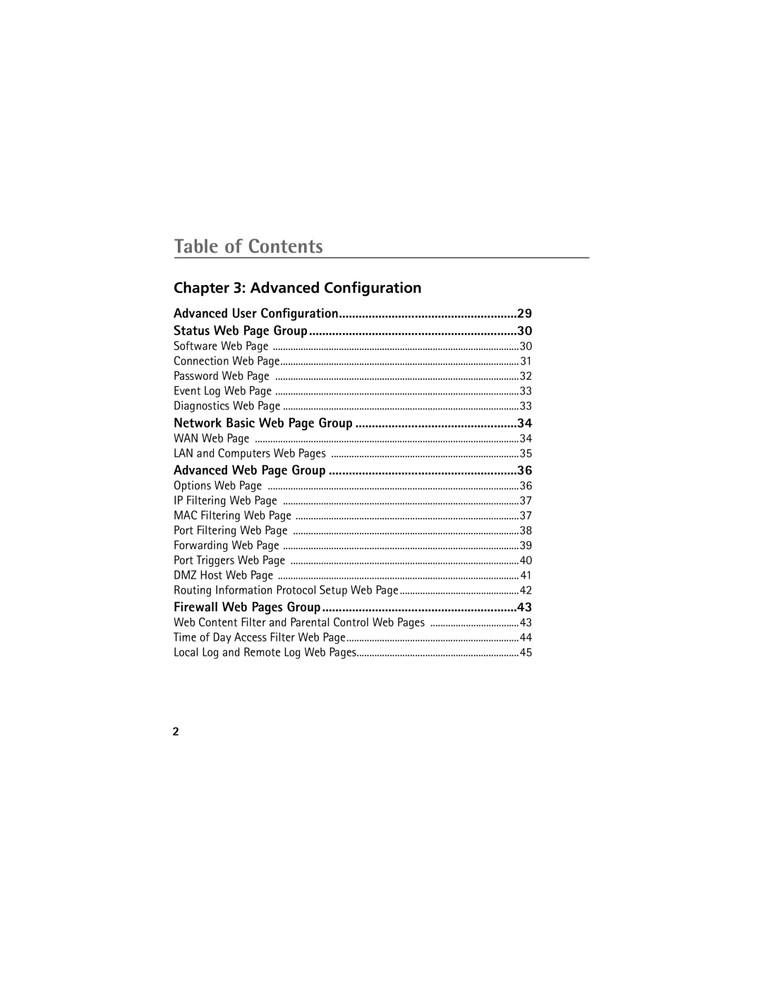 Technicolor - Thomson Network Router manual Table of Contents 