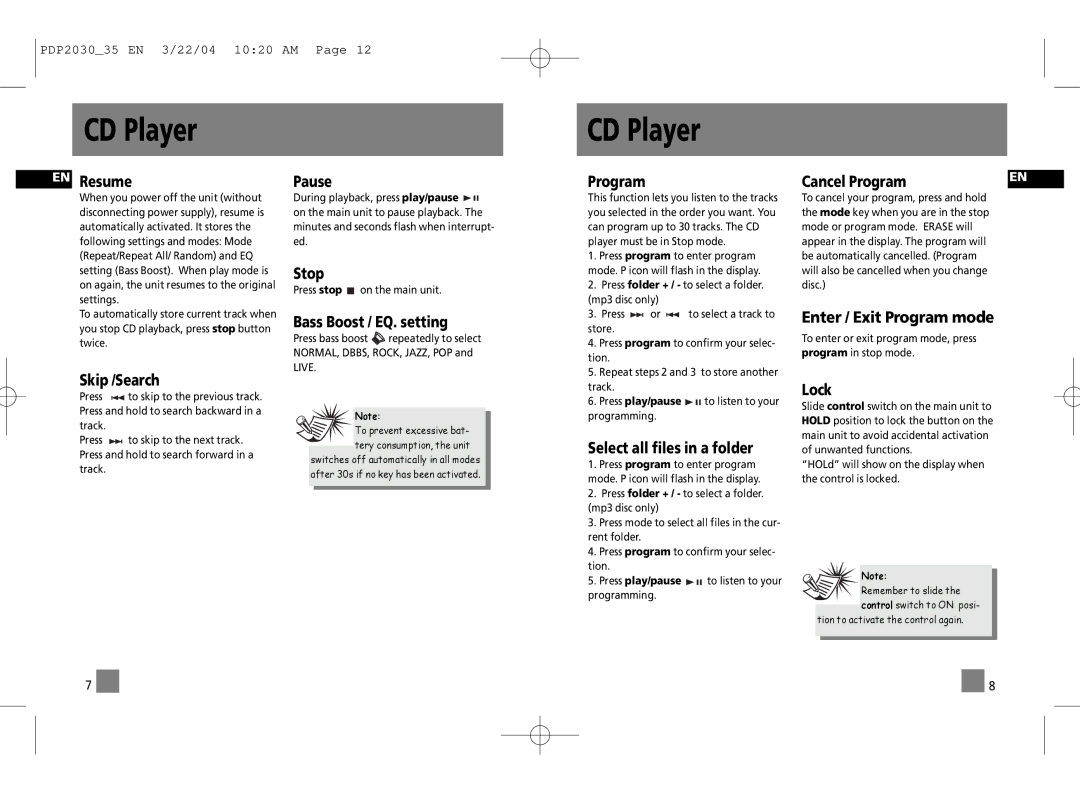 Technicolor - Thomson PDP2035, PDP2030 manual Enter / Exit Program mode 