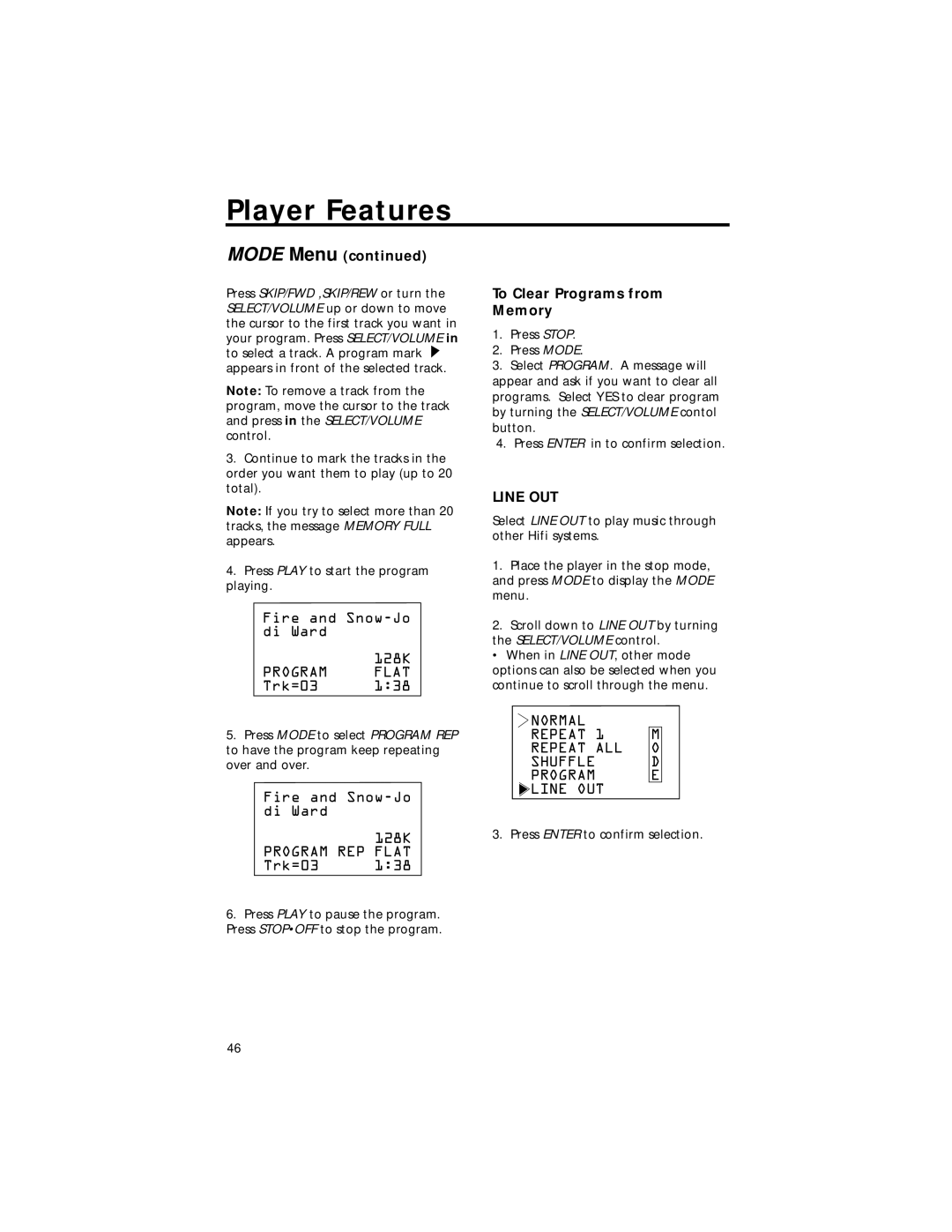 Technicolor - Thomson PDP2211 manual Mode Menu, To Clear Programs from Memory 