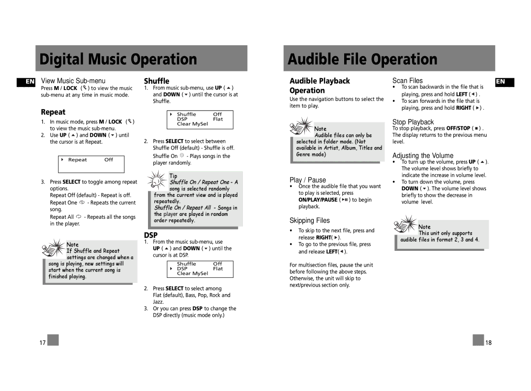 Technicolor - Thomson PDP2656S user manual Digital Music Operation Audible File Operation 