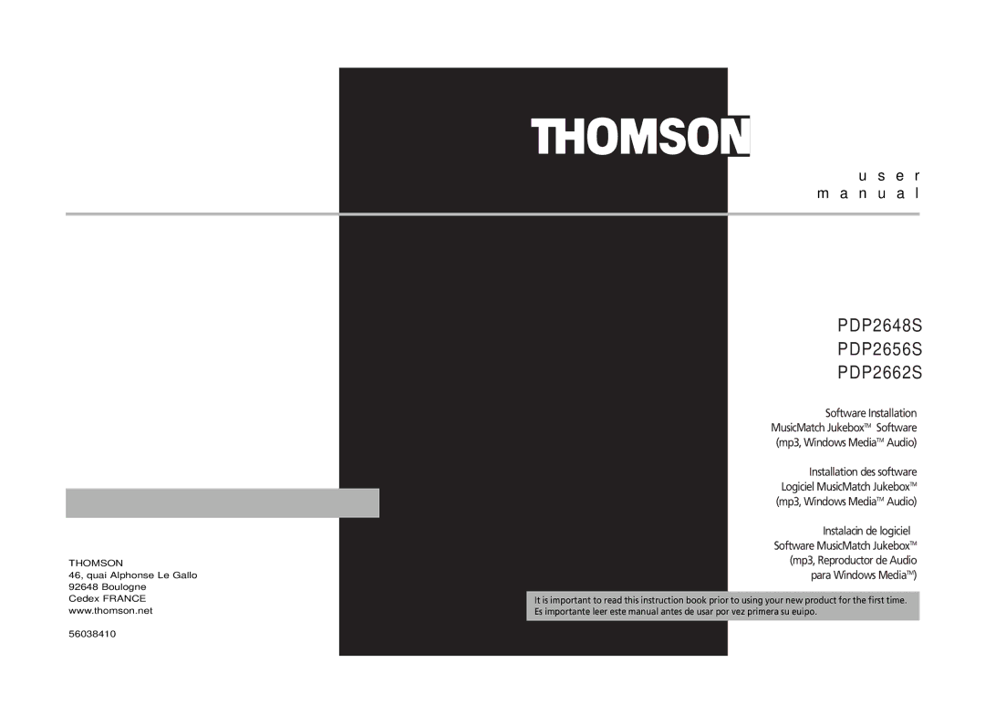 Technicolor - Thomson user manual PDP2648S PDP2656S PDP2662S 