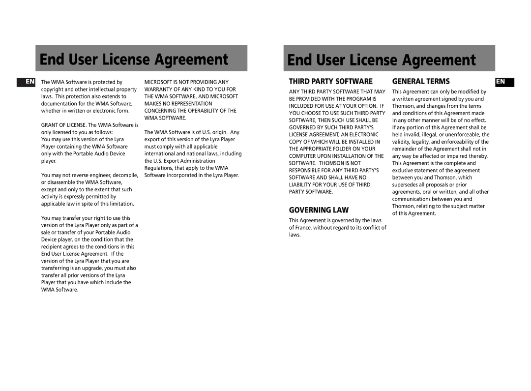 Technicolor - Thomson PDP2762X, PDP2756X, PDP27G1X user manual Governing LAW 