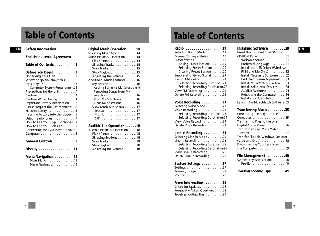 Technicolor - Thomson PDP2756X, PDP27G1X, PDP2762X user manual Table of Contents 