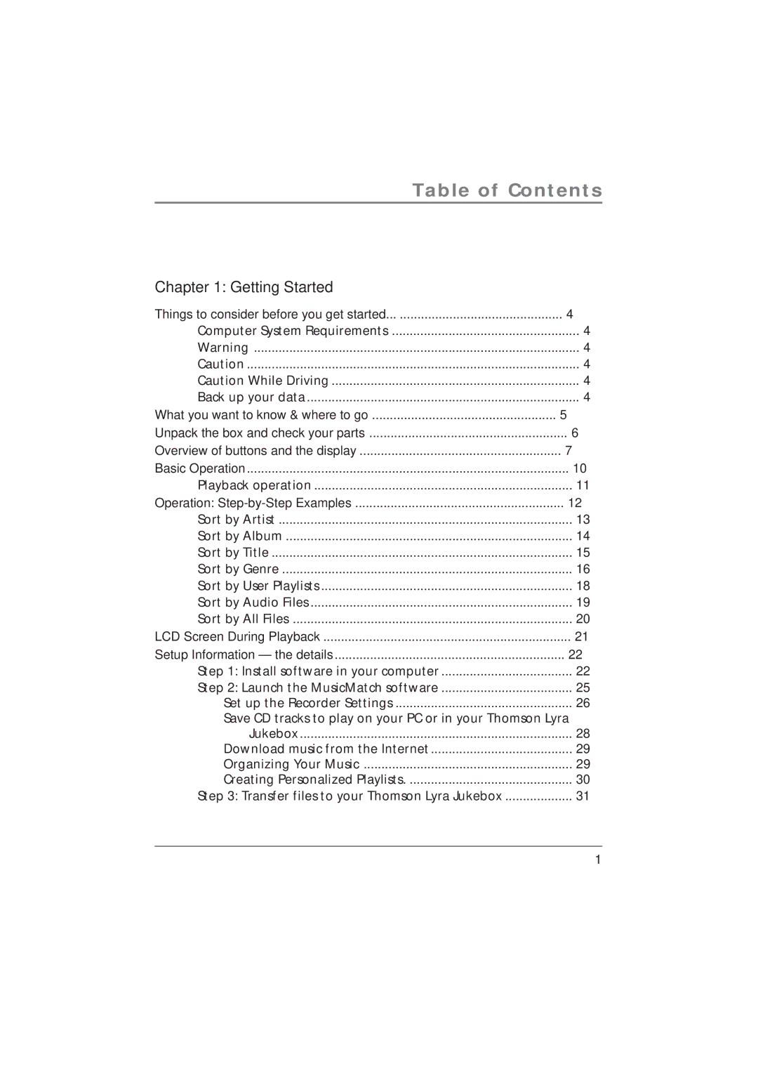 Technicolor - Thomson PDP2800 manual Table of Contents 