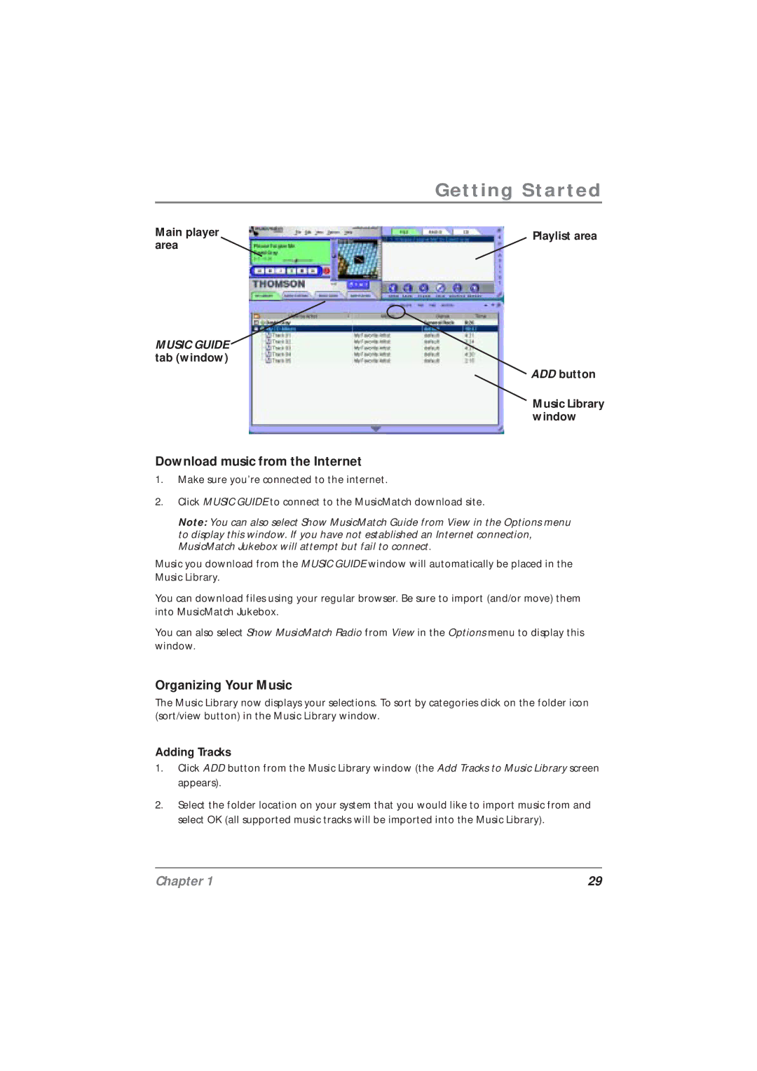 Technicolor - Thomson PDP2800 manual Download music from the Internet, Organizing Your Music 