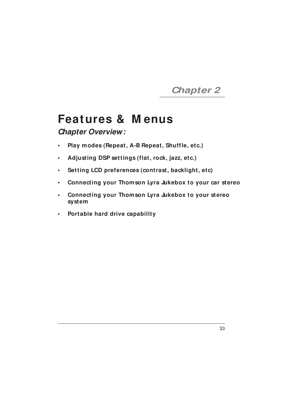 Technicolor - Thomson PDP2800 manual Features & Menus 