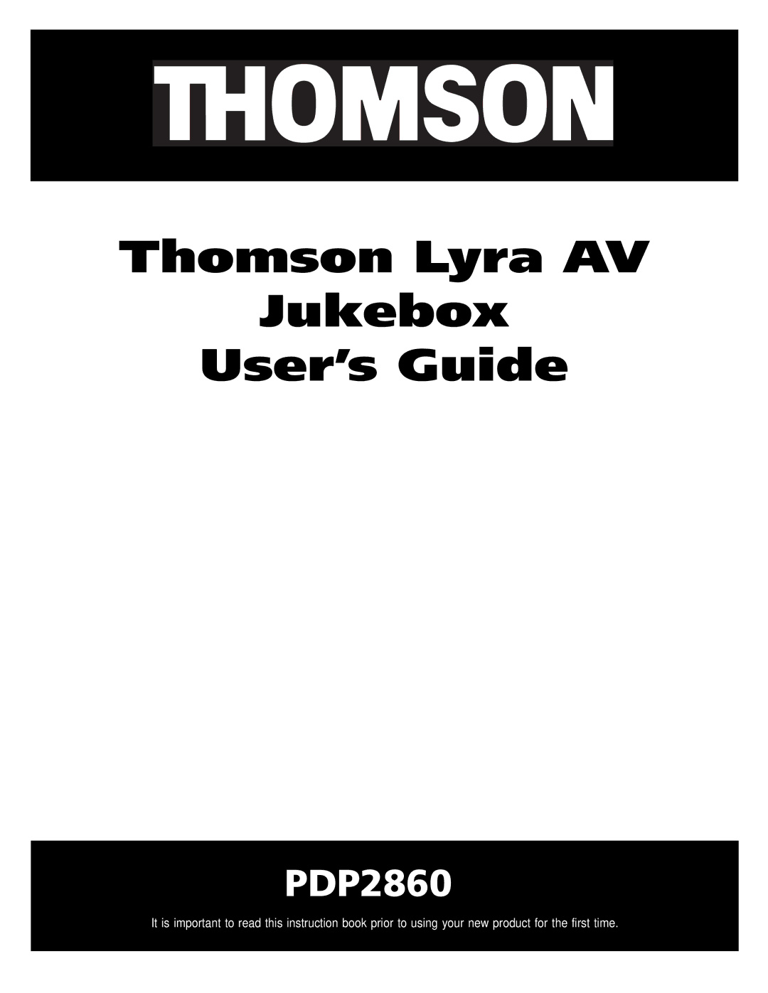 Technicolor - Thomson PDP2860 manual Thomson Lyra AV Jukebox User’s Guide 