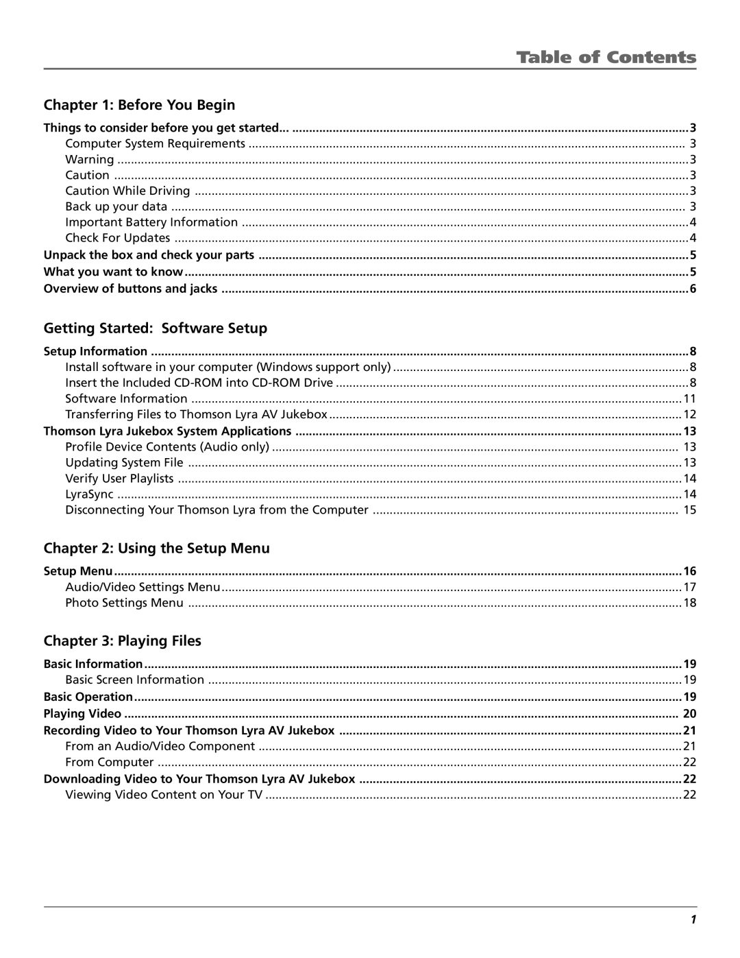 Technicolor - Thomson PDP2860 manual Table of Contents 