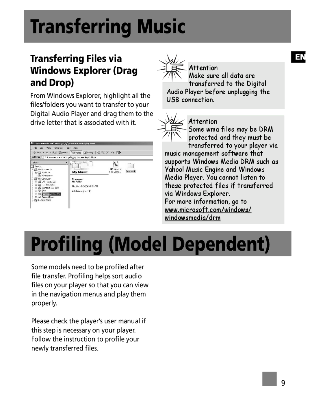 Technicolor - Thomson PDP9512K, PDP9556K Profiling Model Dependent, Transferring Files via Windows Explorer Drag and Drop 