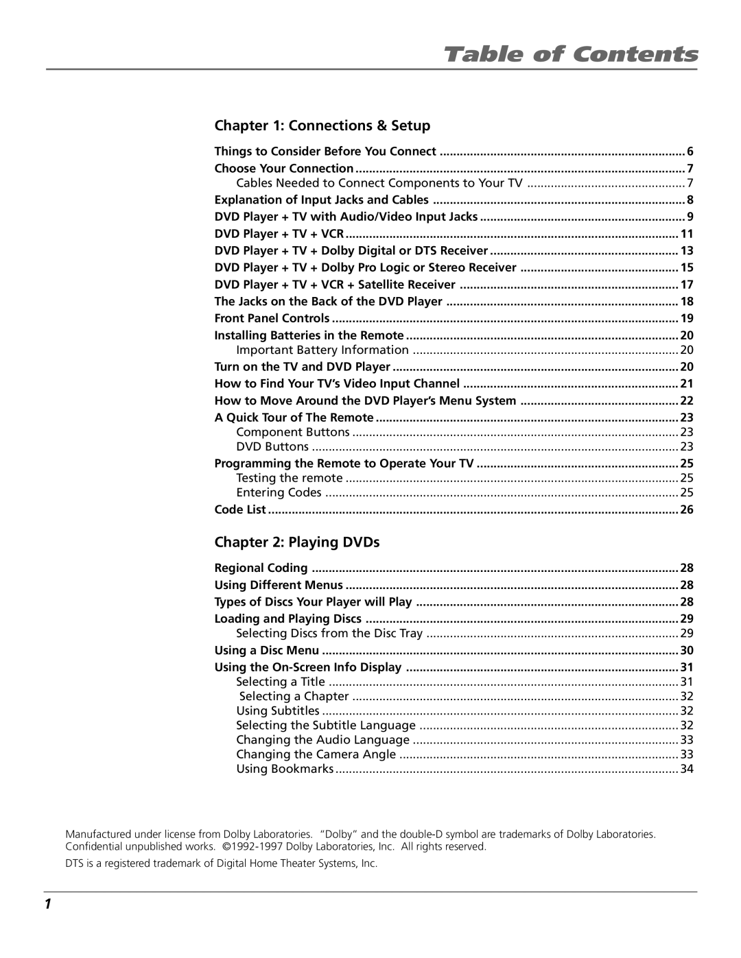 Technicolor - Thomson RC5920P manual Table of Contents 