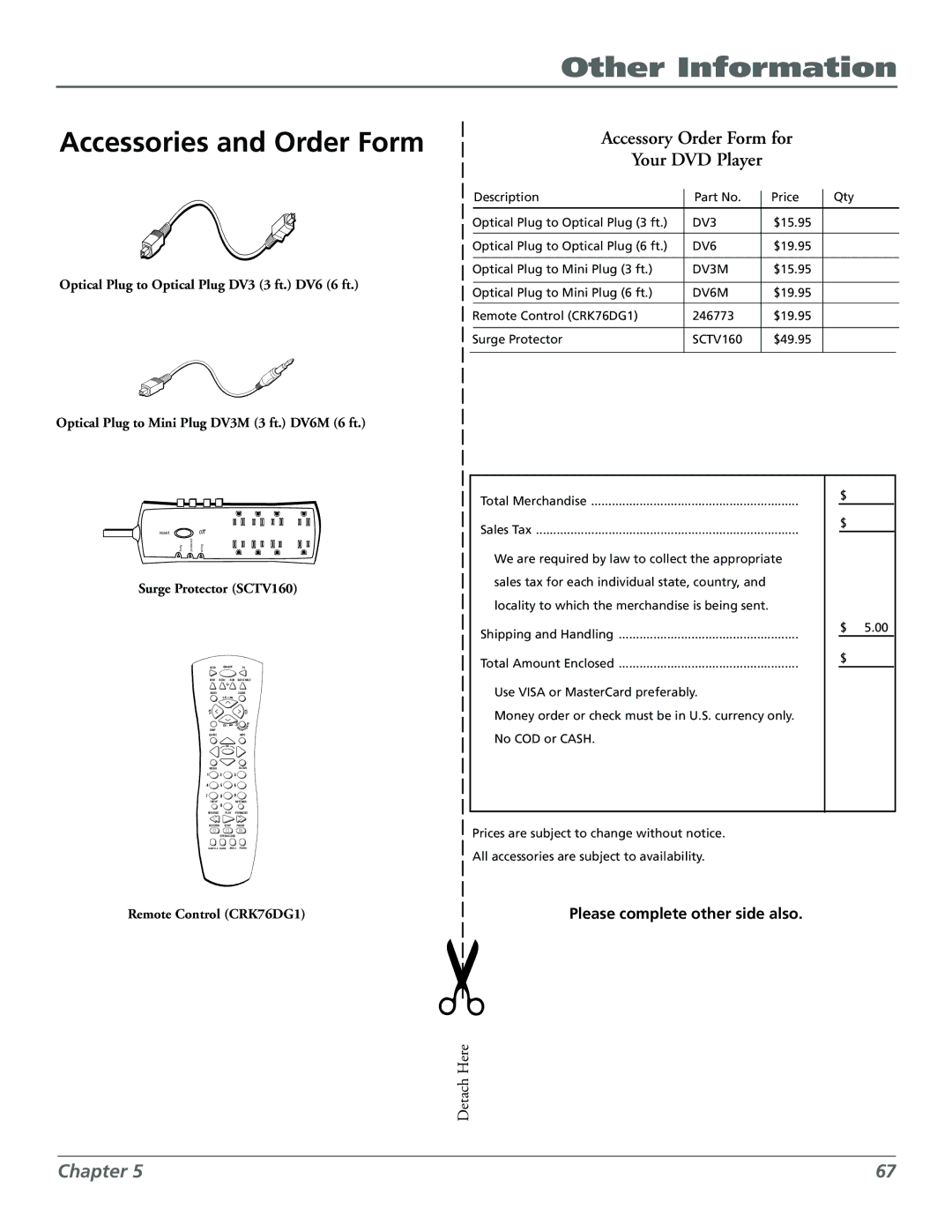 Technicolor - Thomson RC5920P manual Accessories and Order Form, Please complete other side also 