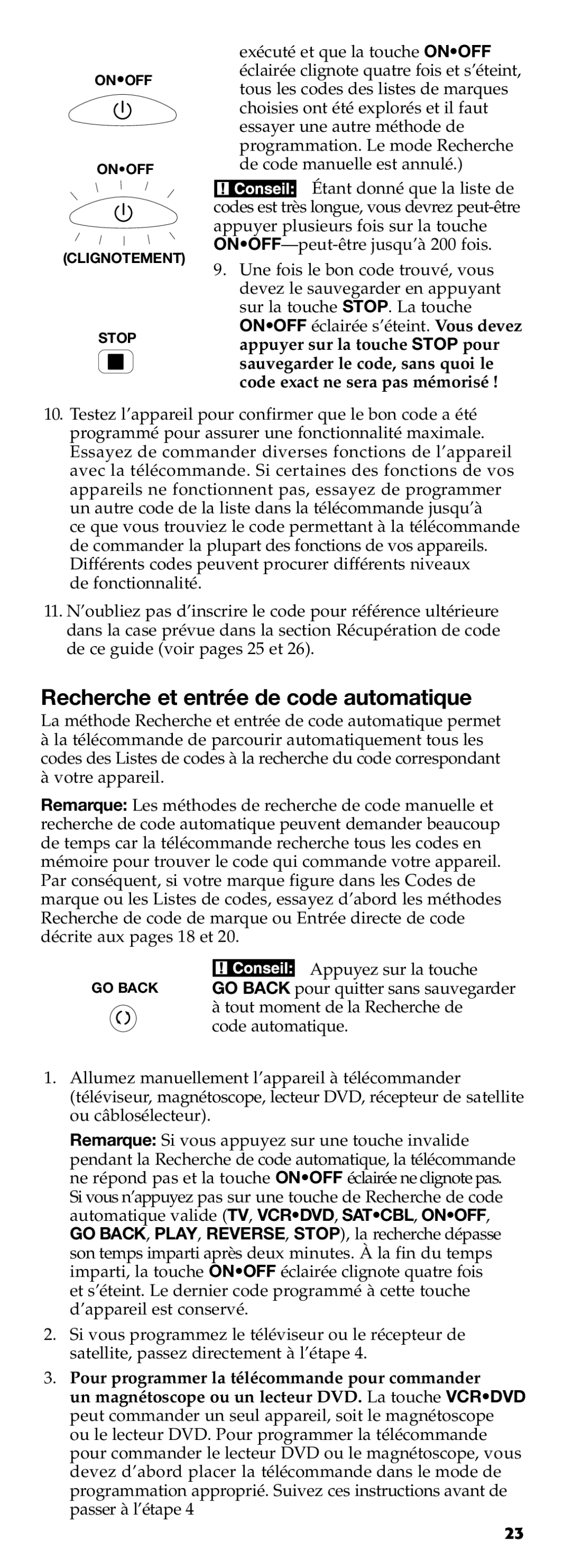 Technicolor - Thomson RCR311B manual Recherche et entrée de code automatique 