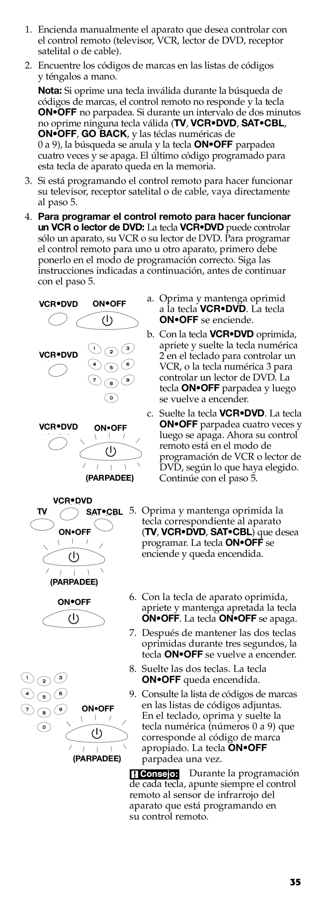 Technicolor - Thomson RCR311B manual Vcrdvd Onoff Parpadee 