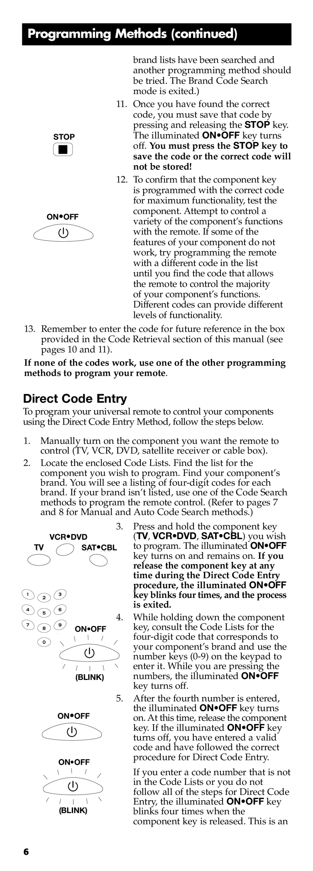 Technicolor - Thomson RCR311B manual Direct Code Entry 
