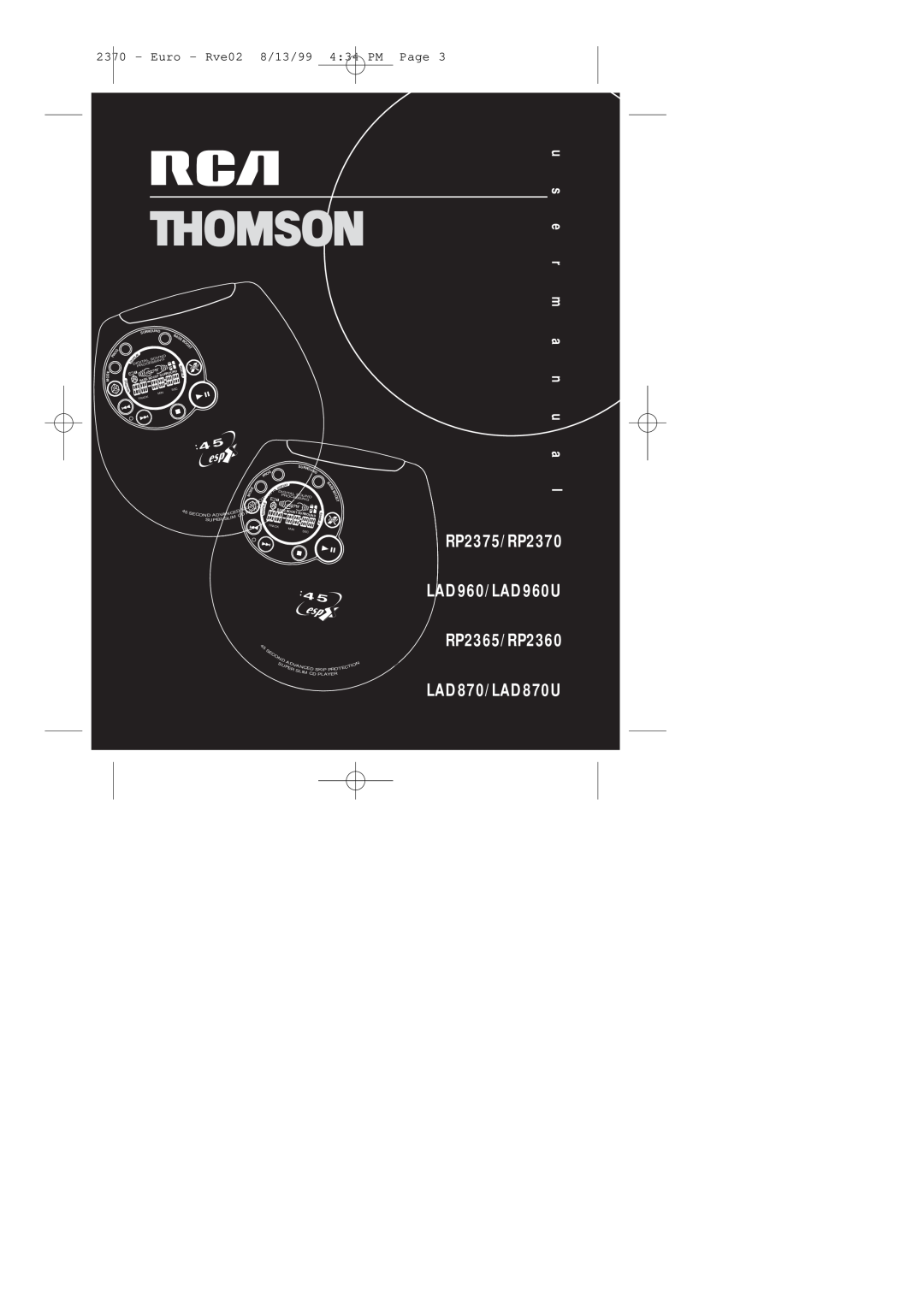 Technicolor - Thomson manual u s e r m a n u, LAD960/LAD960U RP2365/RP2360 LAD870/LAD870U, RP2375/RP2370 