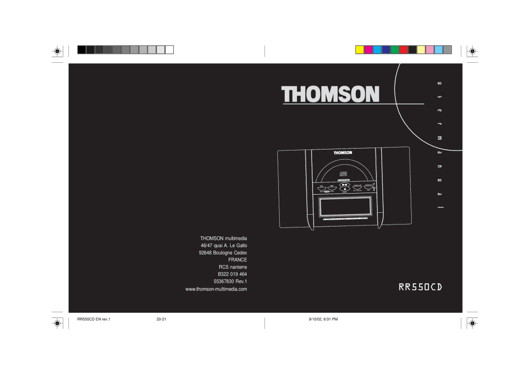 Technicolor - Thomson RR550CD technical specifications 