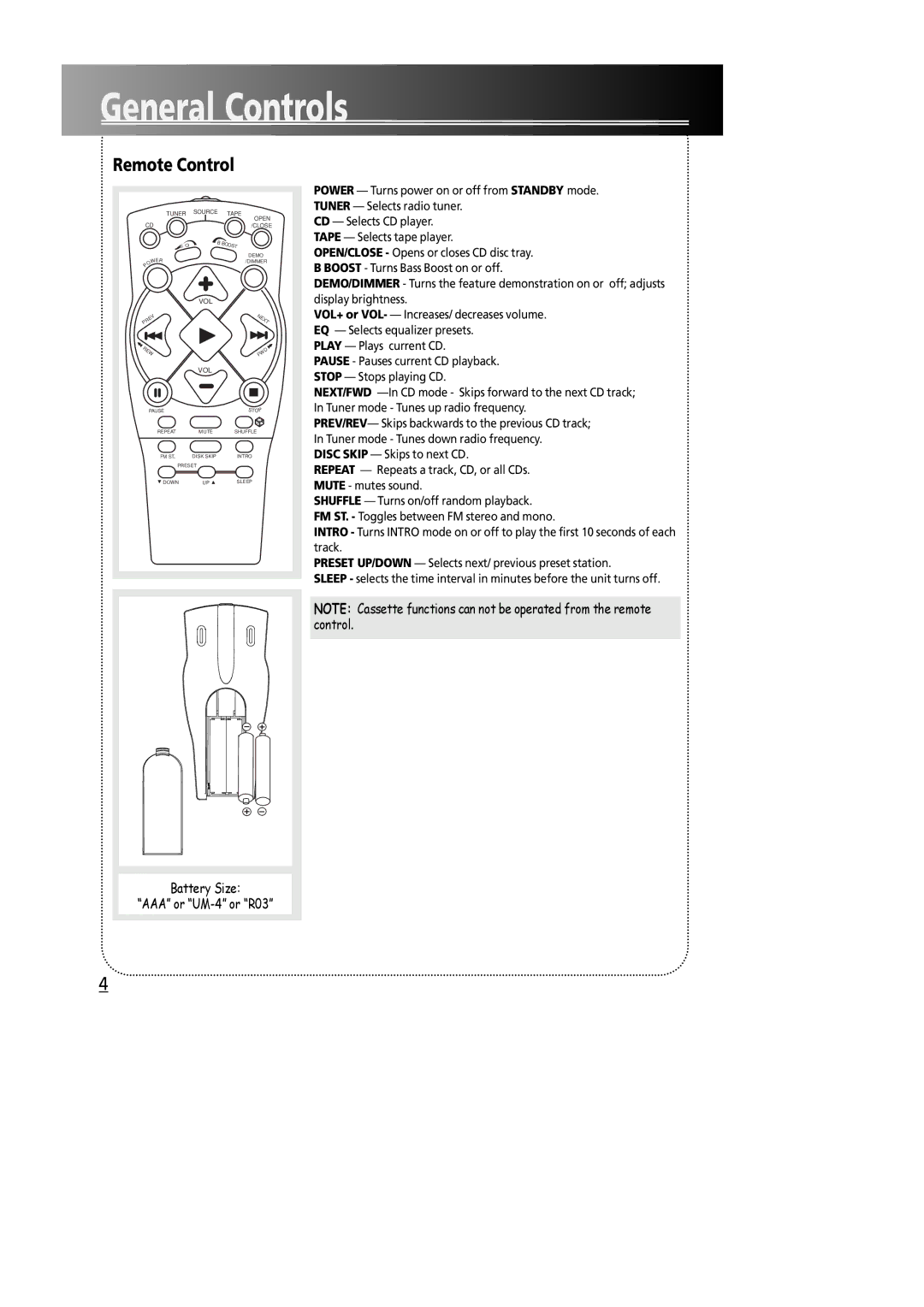 Technicolor - Thomson RS2600 manual EN Remote Control 