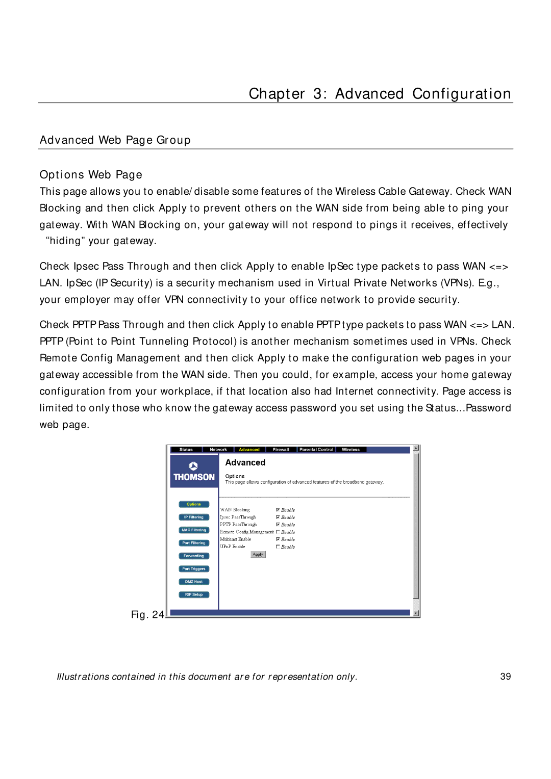 Technicolor - Thomson TCW710 manual Advanced Web Page Group Options Web 