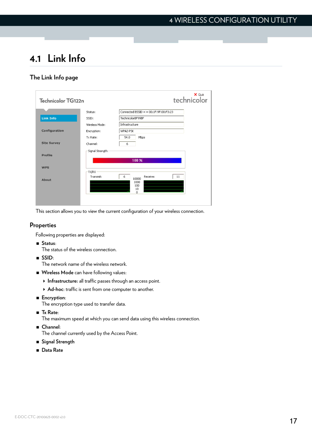 Technicolor - Thomson TG122N manual Link Info, Properties 