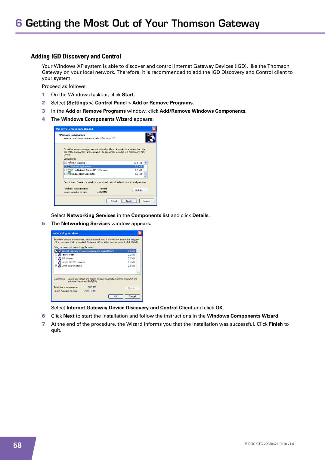 Technicolor - Thomson TG784 manual Adding IGD Discovery and Control 