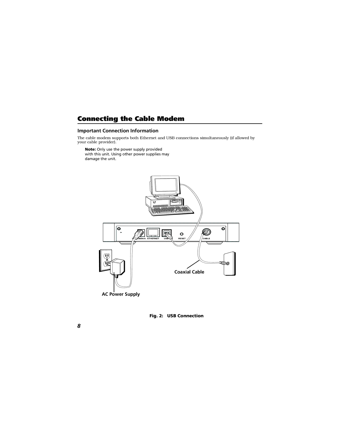 Technicolor - Thomson Thomson CABLE MODEM manual Connecting the Cable Modem, Important Connection Information 