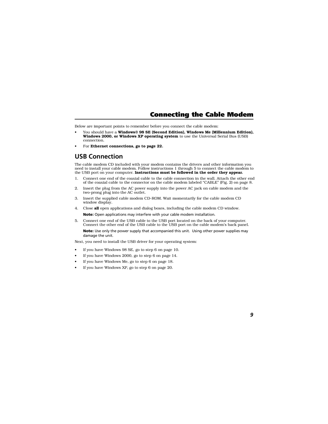 Technicolor - Thomson Thomson CABLE MODEM manual USB Connection 