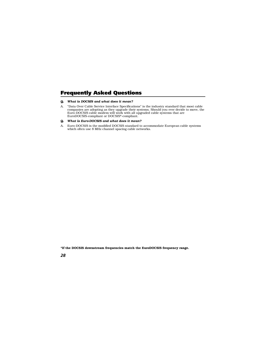 Technicolor - Thomson Thomson CABLE MODEM manual What is Docsis and what does it mean? 