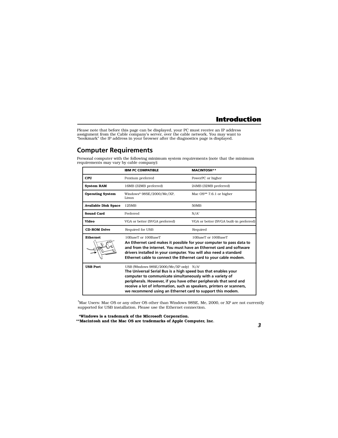 Technicolor - Thomson Thomson CABLE MODEM manual Introduction, Computer Requirements 